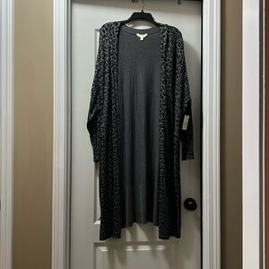 Black and gray animal print cardigan